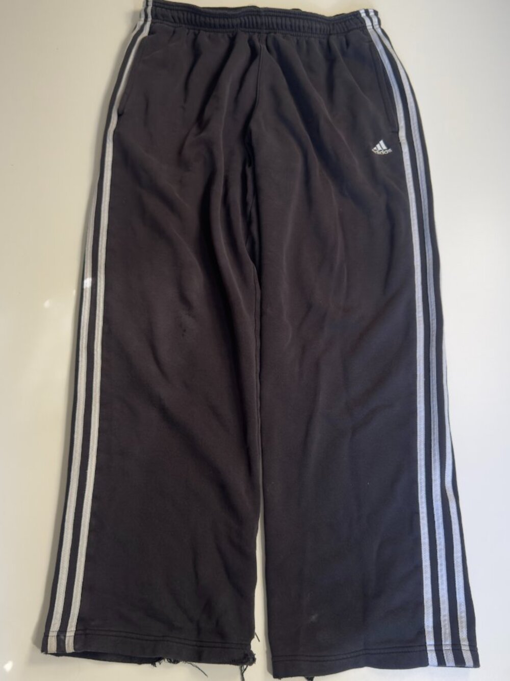 Adidas Black 3 Stripe Sweatpants Men's Large Athletic Joggers Used